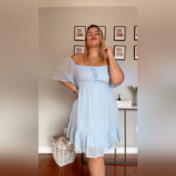 LILLUSORY Women's Flowy Casual Mini Dresses 2024 Summer Smocked V Neck Flutter - Picture 12 of 14